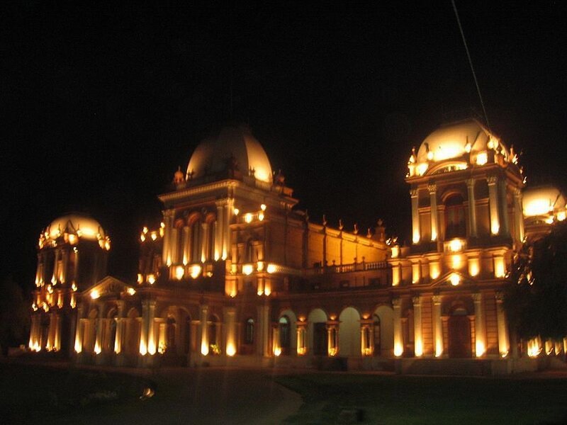 Illuminated Building at Night — Yellow, Dramatic
