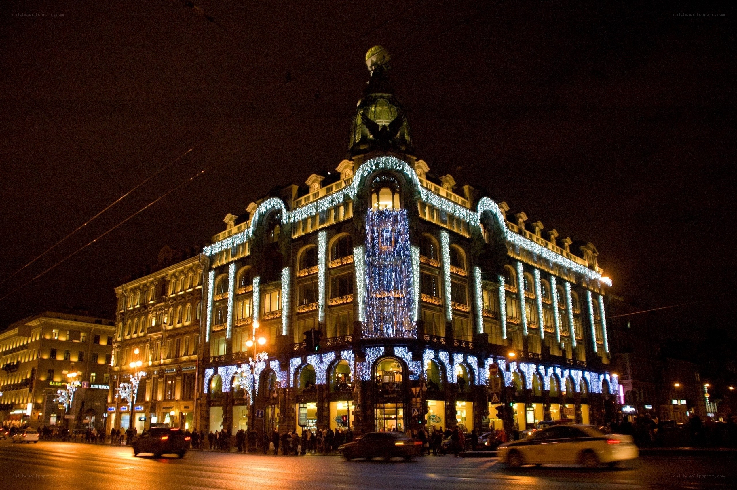 illuminated building at night