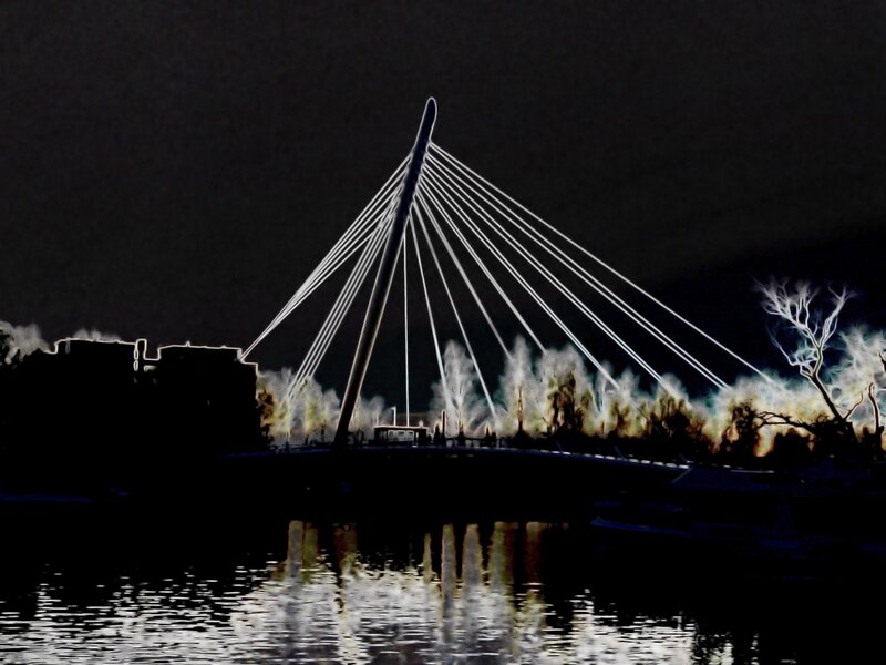 Illuminated Cable-stayed Bridge — Black