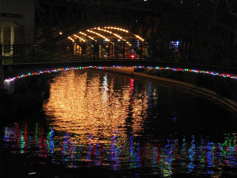 Illuminated Canal at Night