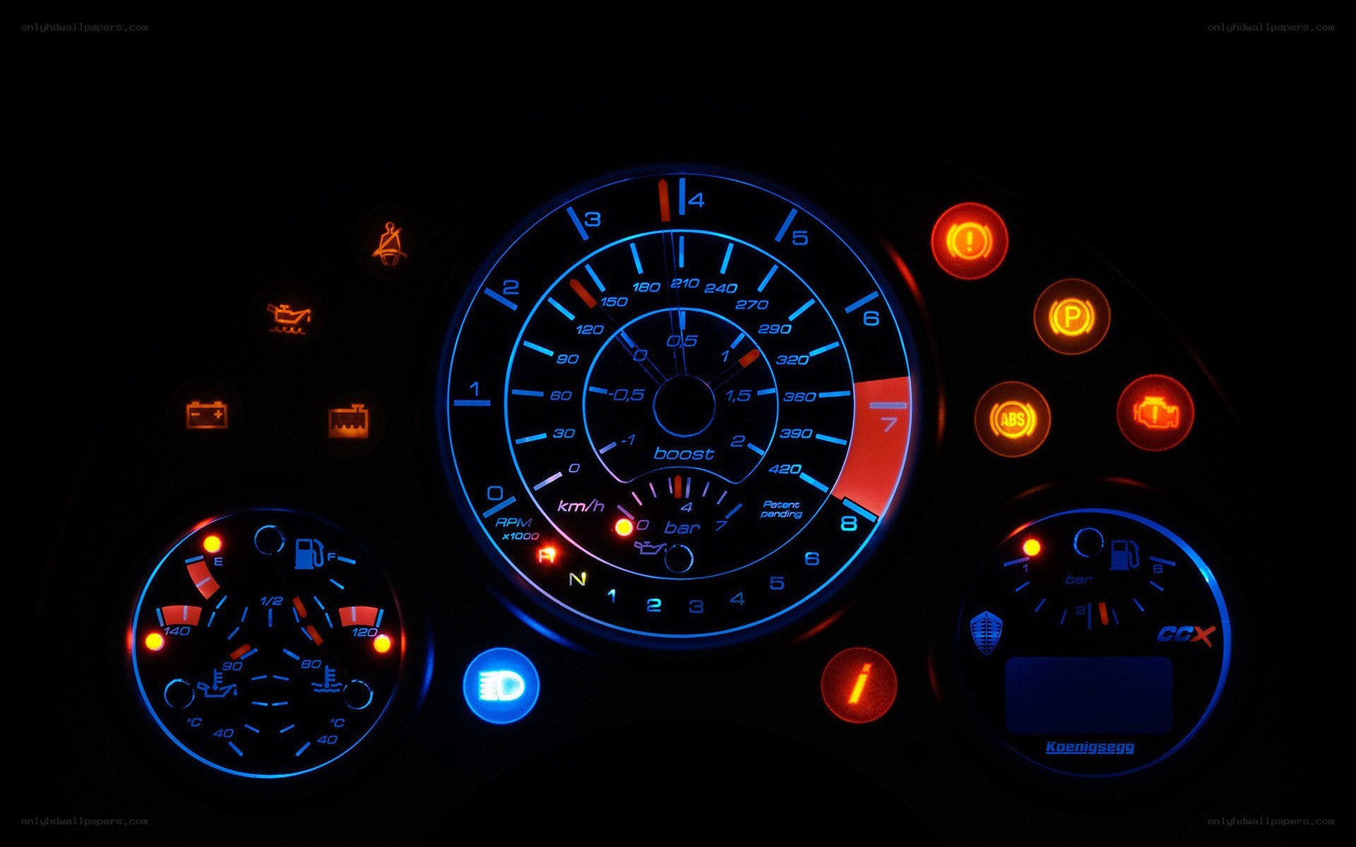 illuminated car dashboard