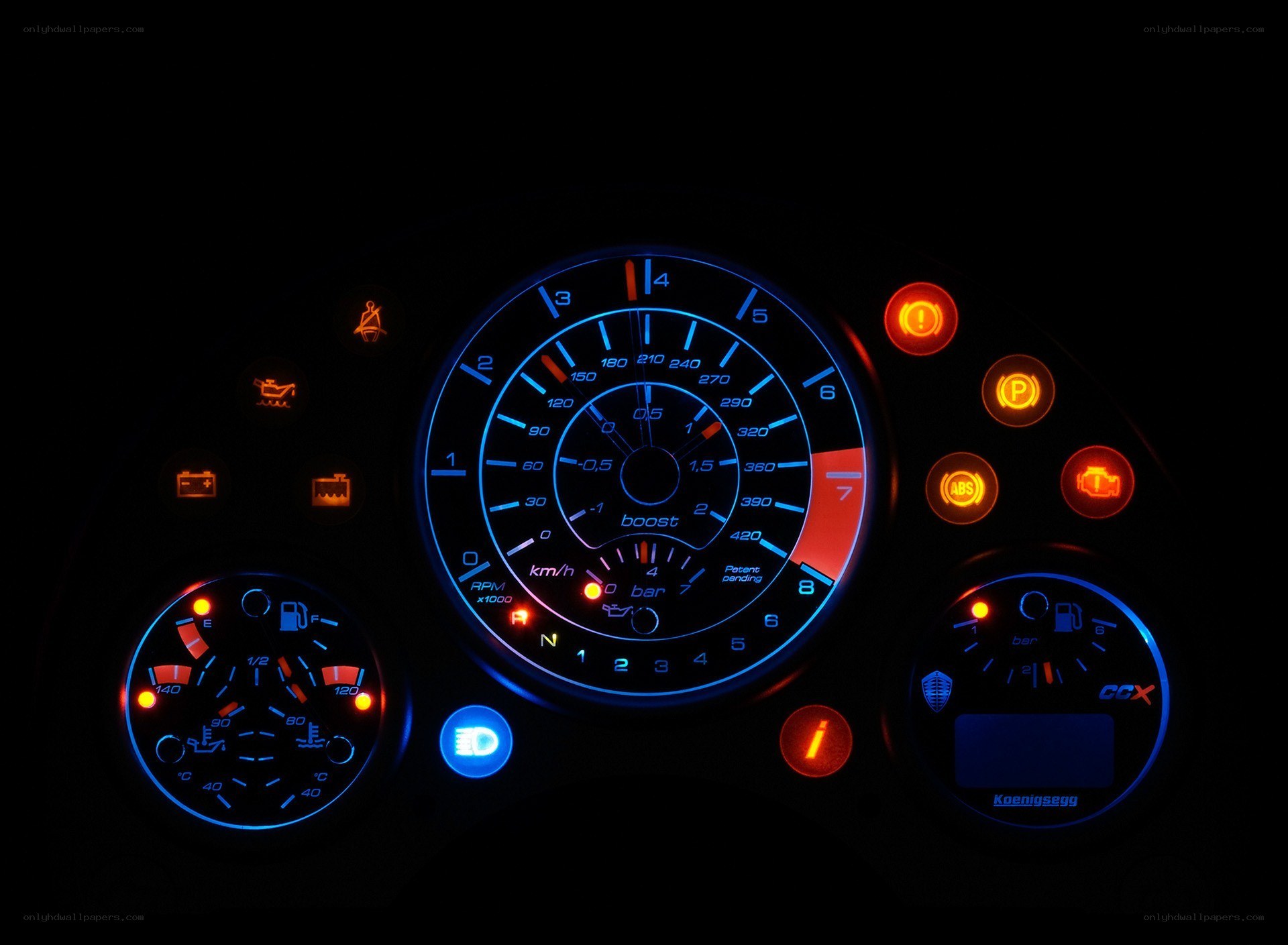 illuminated car dashboard