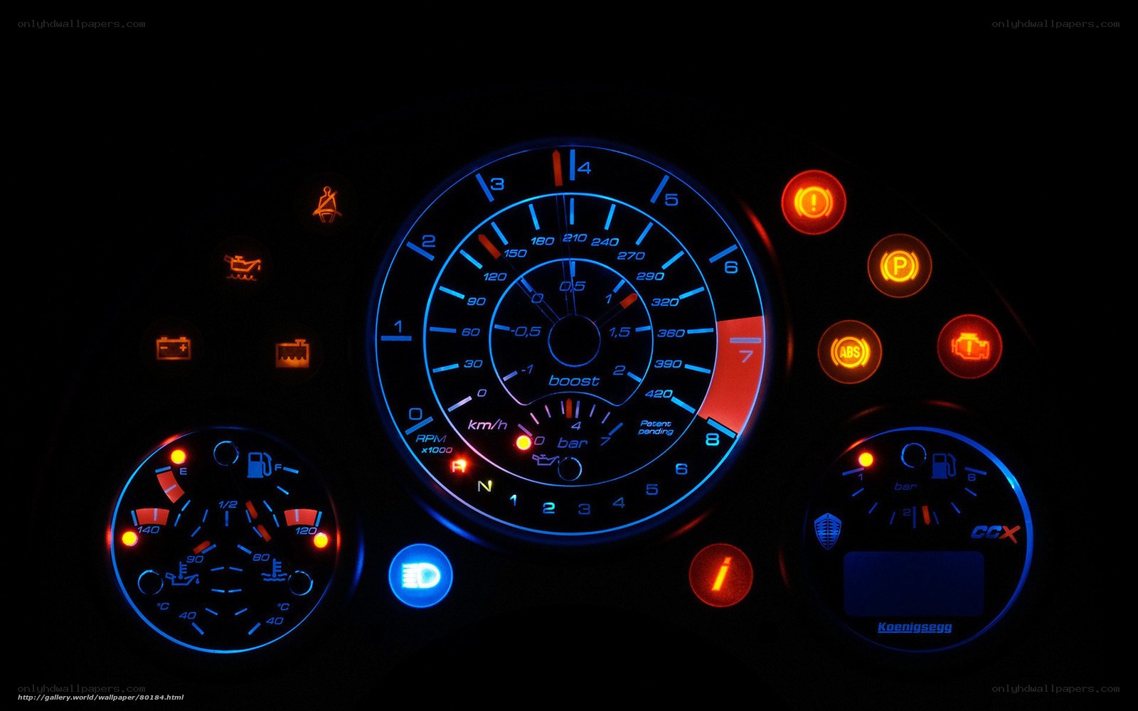 illuminated car dashboard