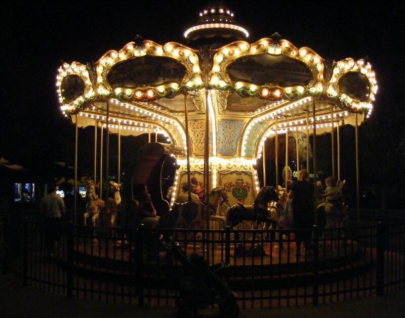 Illuminated Carousel at Night — Gold