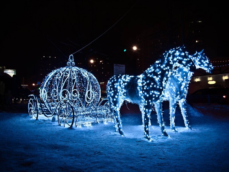 Illuminated Carriage and Horses