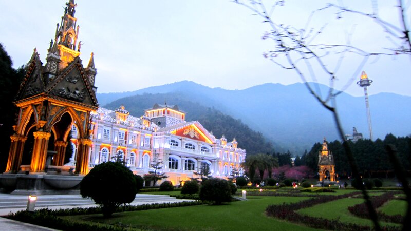 Illuminated Castle at Dusk
