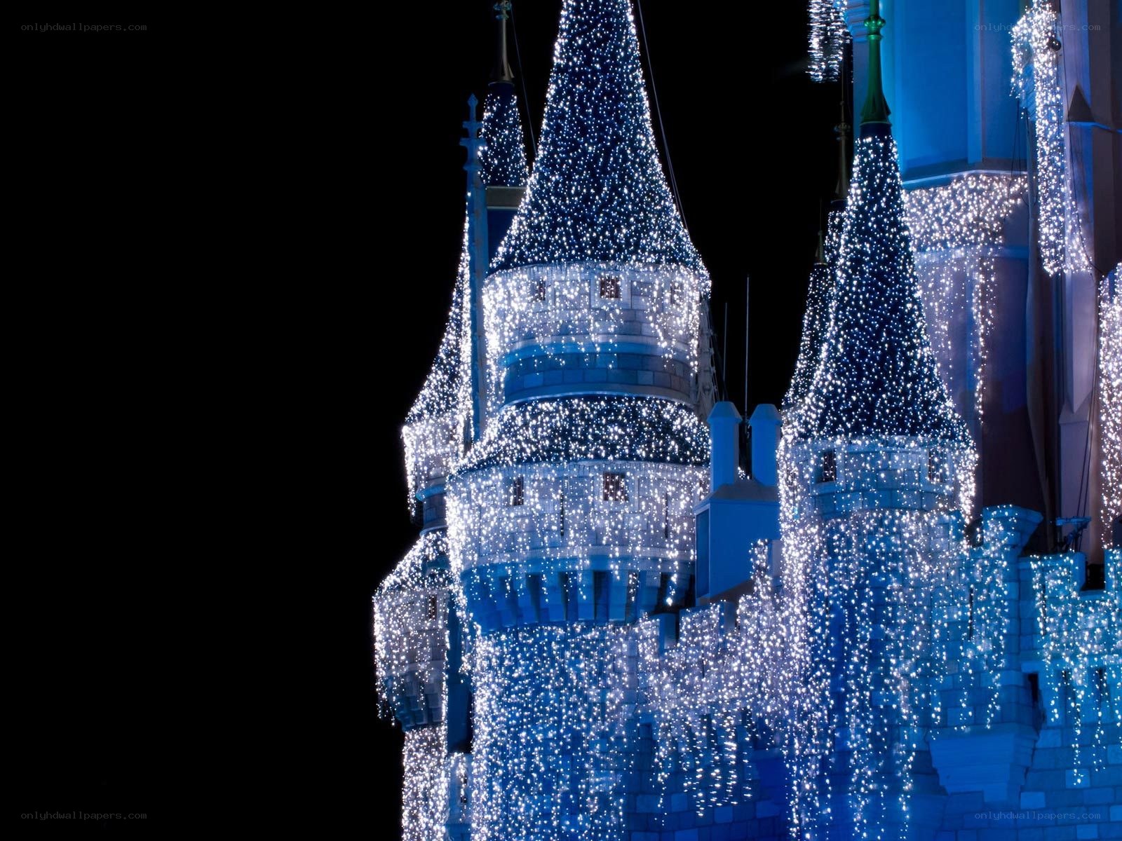 illuminated castle at night