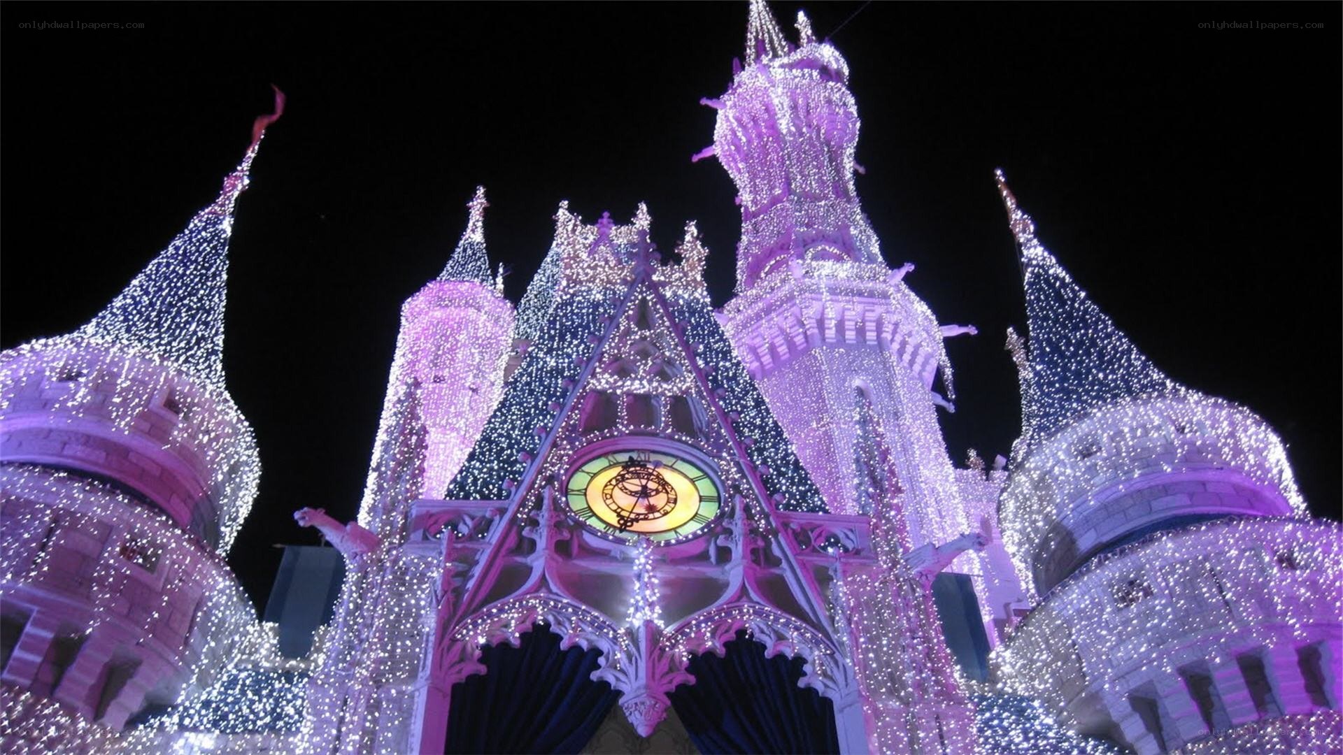 illuminated castle at night