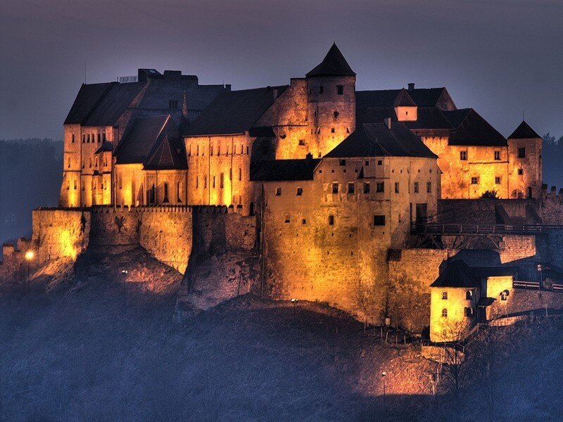Illuminated Castle at Night — Orange