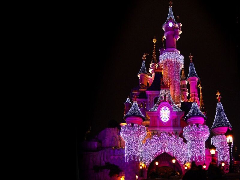 Illuminated Castle at Night — Purple