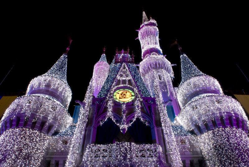 Illuminated Castle at Night — White