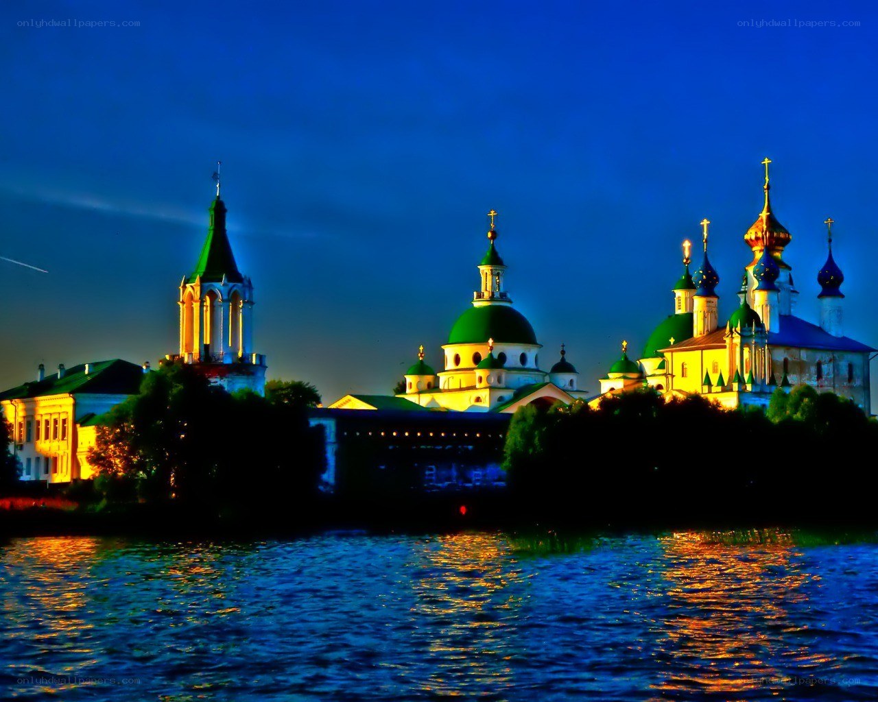 illuminated cathedral at dusk