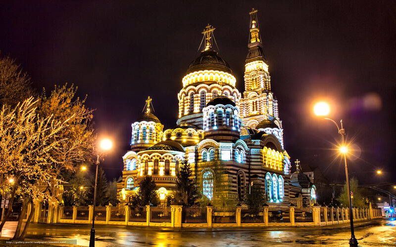 Illuminated Cathedral at Night — Black