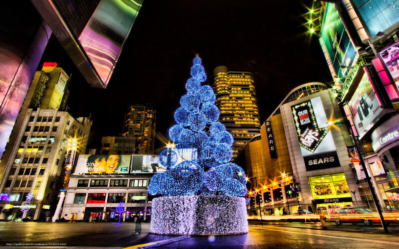 Illuminated Christmas Tree — Blue, Dramatic, Night