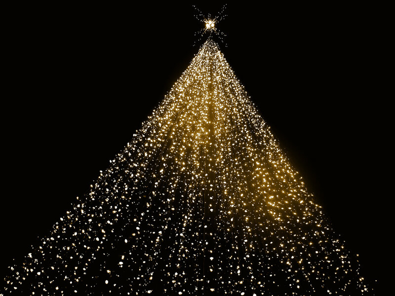 Illuminated Christmas Tree — Gold, Festive