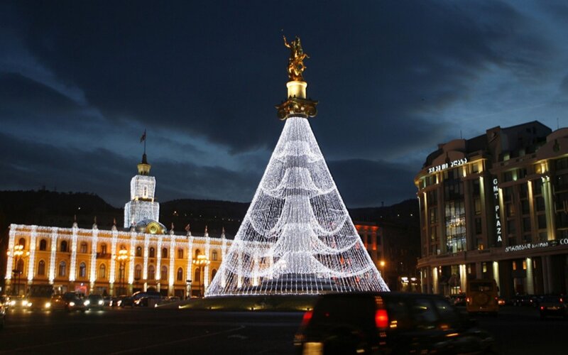 Illuminated Christmas Tree — White, Festive