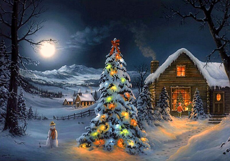 Illuminated Christmas Tree — White, Peaceful
