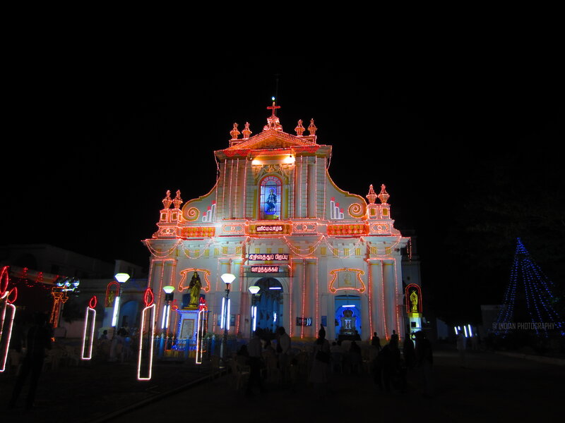 Illuminated Church at Night — White