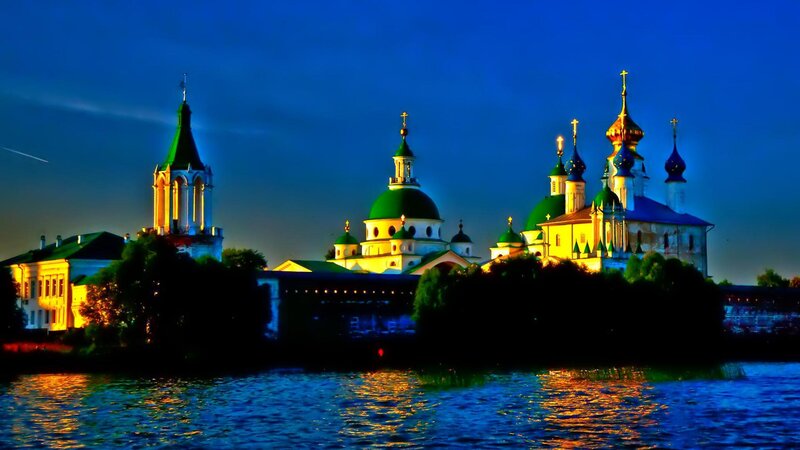 Illuminated Church Complex — Blue