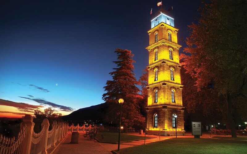 Illuminated Clock Tower — Blue