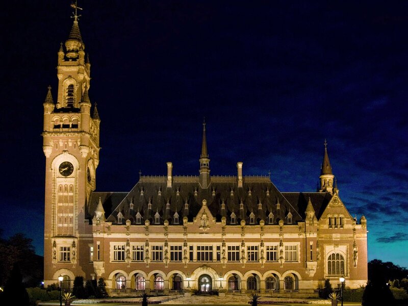 Illuminated Clock Tower Building