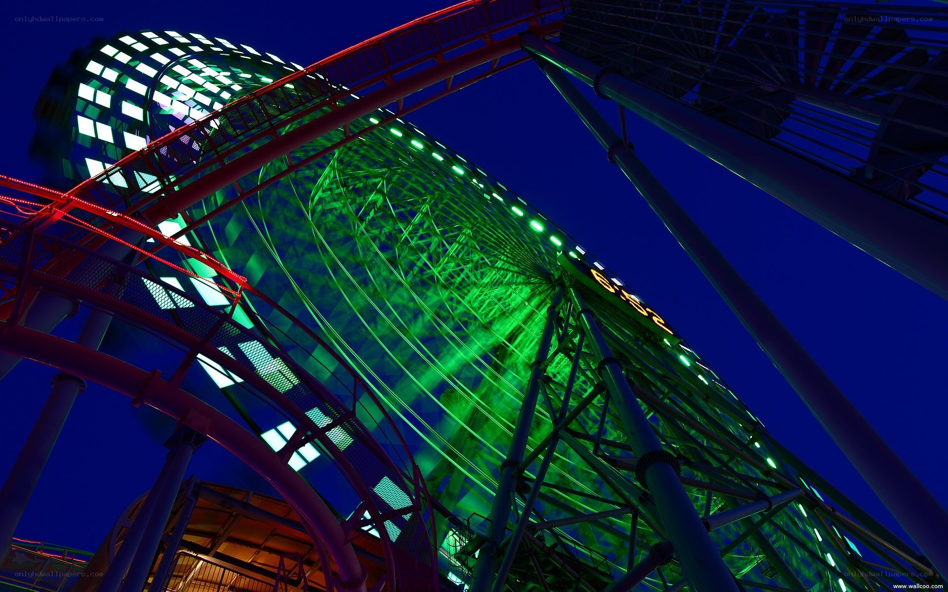 Illuminated Ferris Wheel at Night