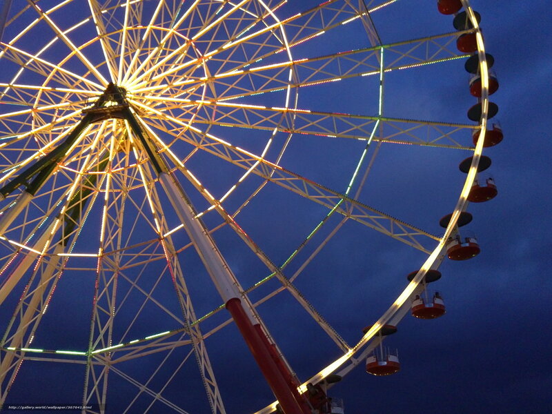 Illuminated Ferris Wheel — Blue, Dramatic