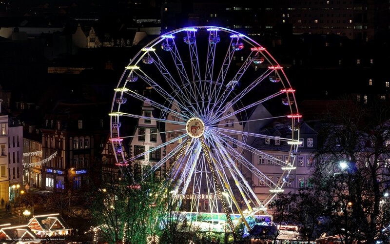 Illuminated Ferris Wheel — Blue, Festive