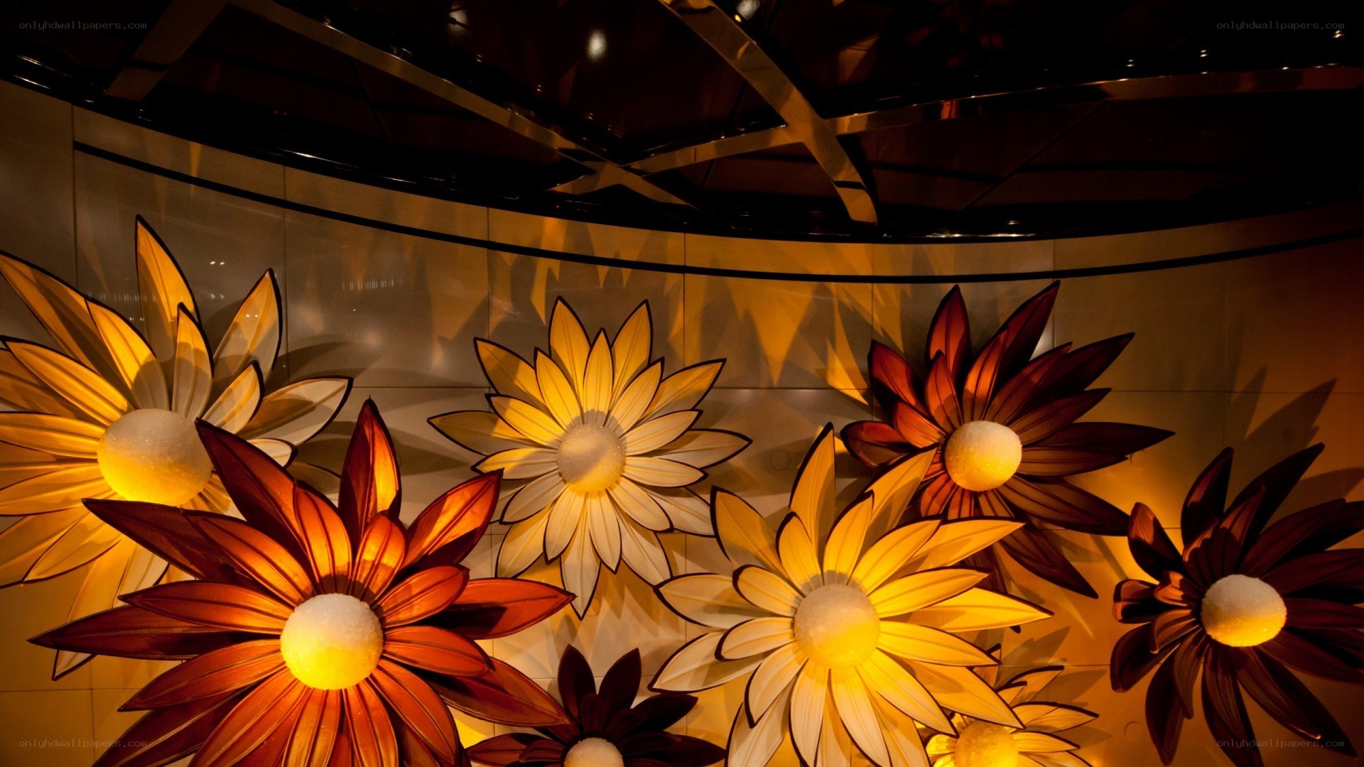 illuminated flower art installation