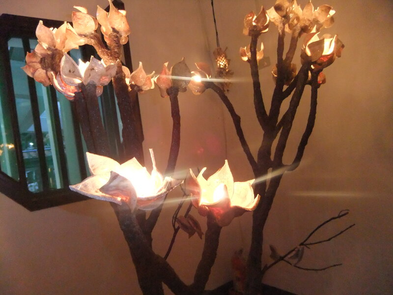 Illuminated Flower Sculpture — Brown
