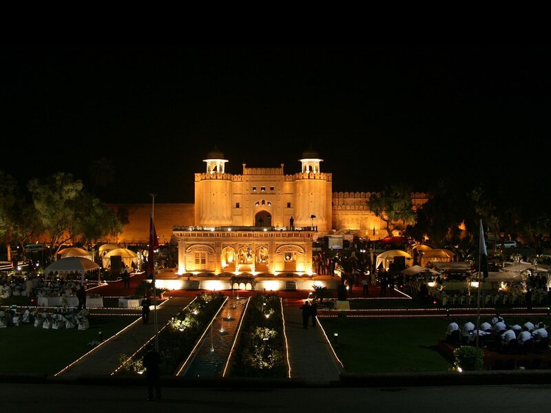 Illuminated Fort at Night