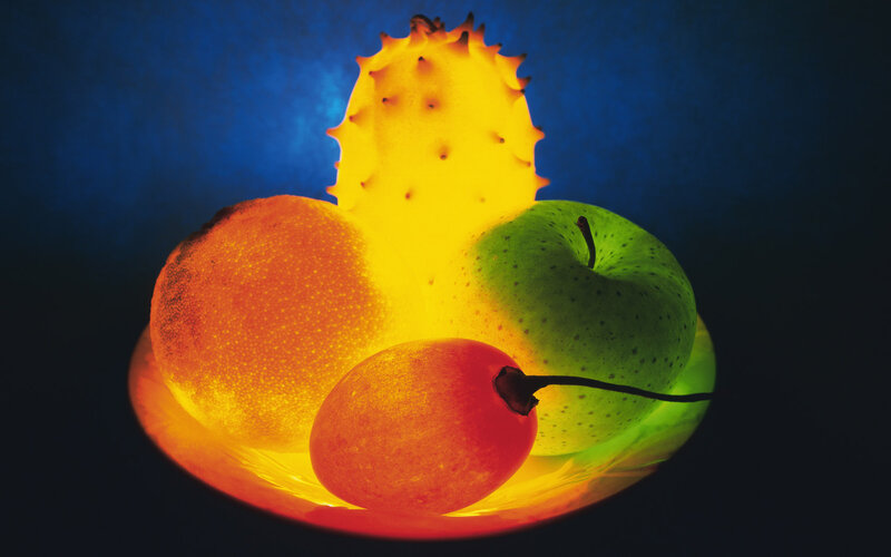 Illuminated Fruits in Bowl