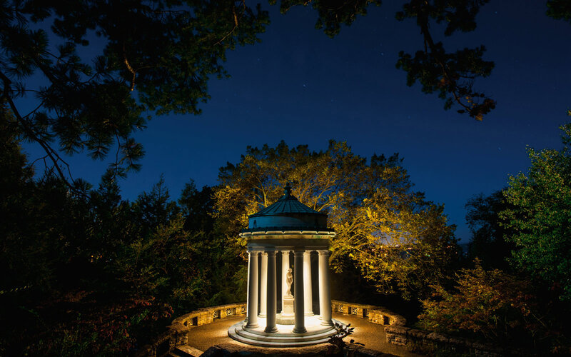 Illuminated Gazebo at Night — Blue