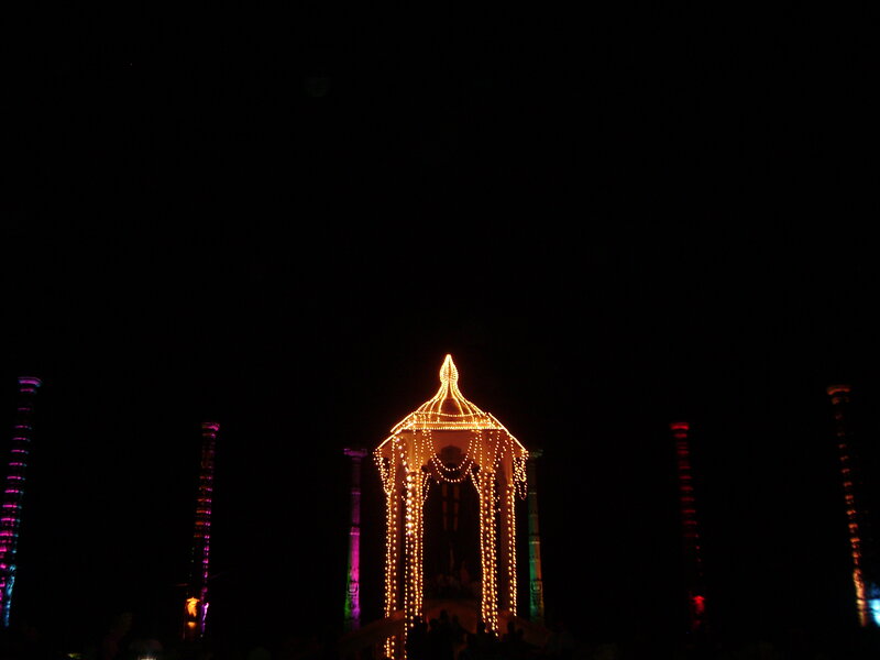 Illuminated Gazebo at Night