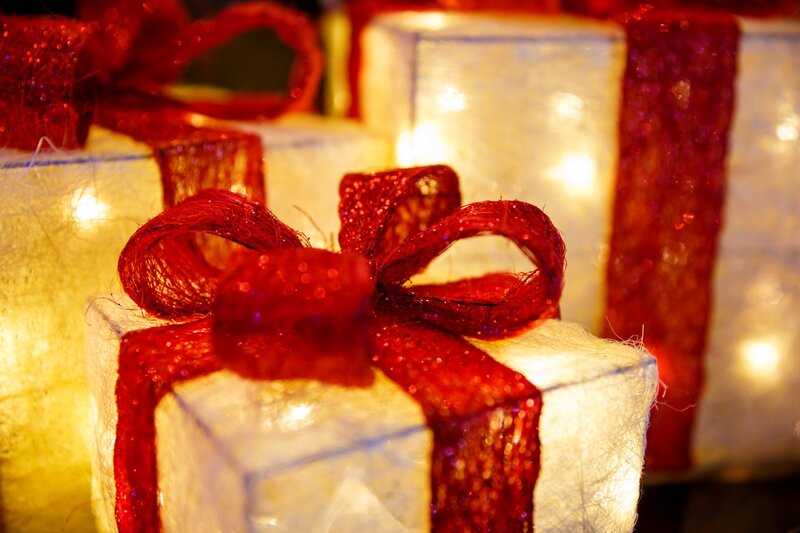 Illuminated Gift Boxes — White, Festive