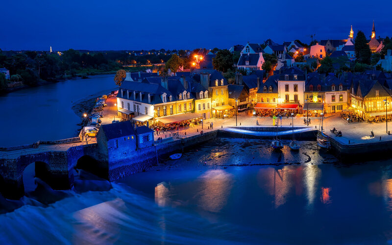 Illuminated Harbor at Night