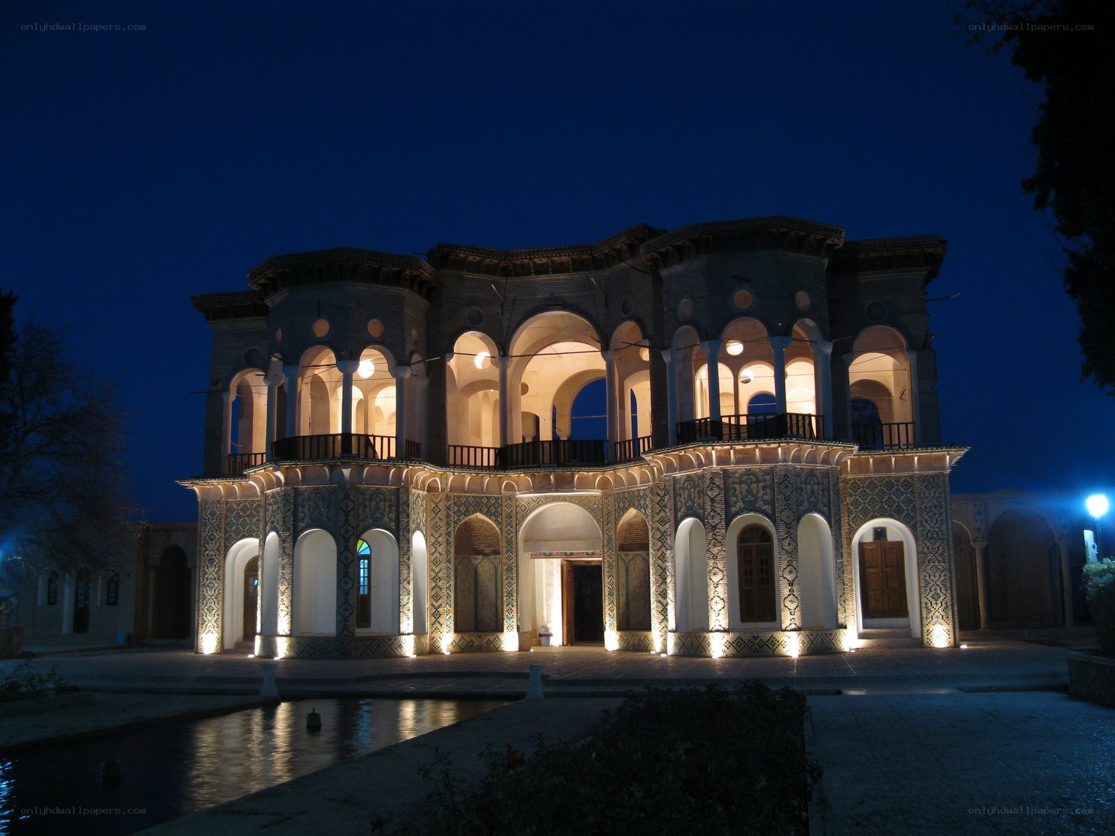 illuminated historic building at night