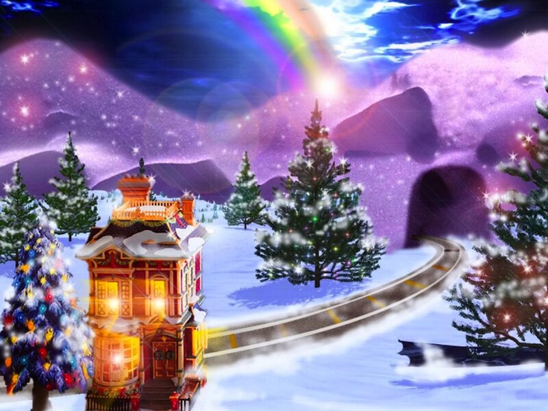 Illuminated House in Snow
