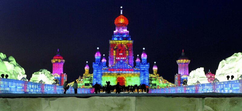 Illuminated Ice Castle — Blue, Festive