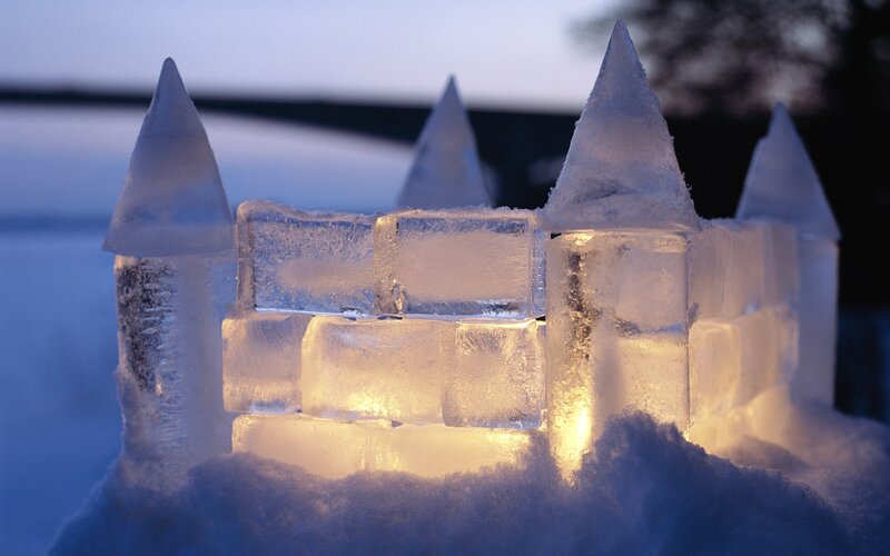 Illuminated ice castle