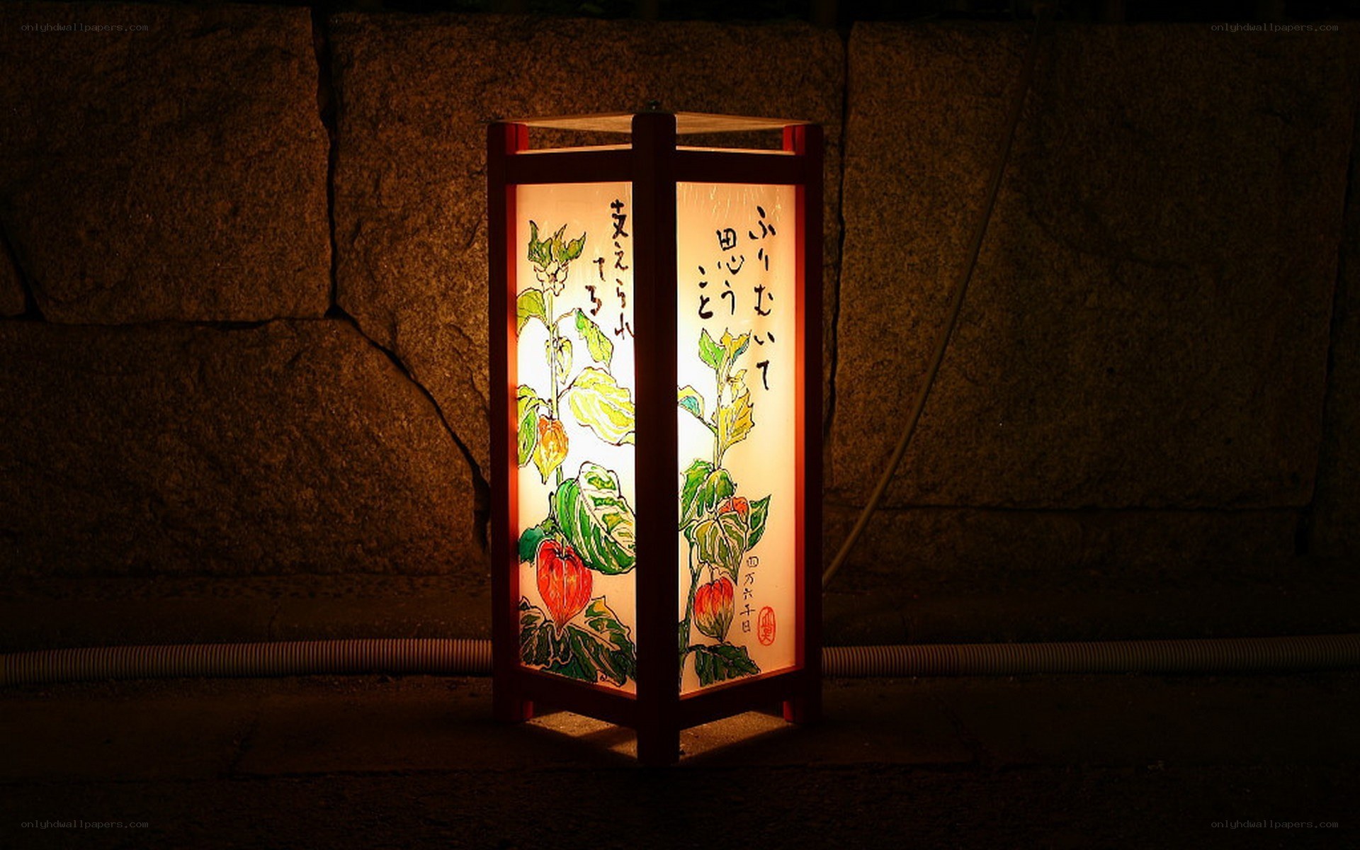 illuminated lantern with floral design