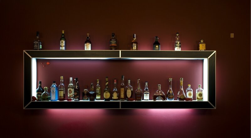 Illuminated Liquor Shelf — Maroon, Dark