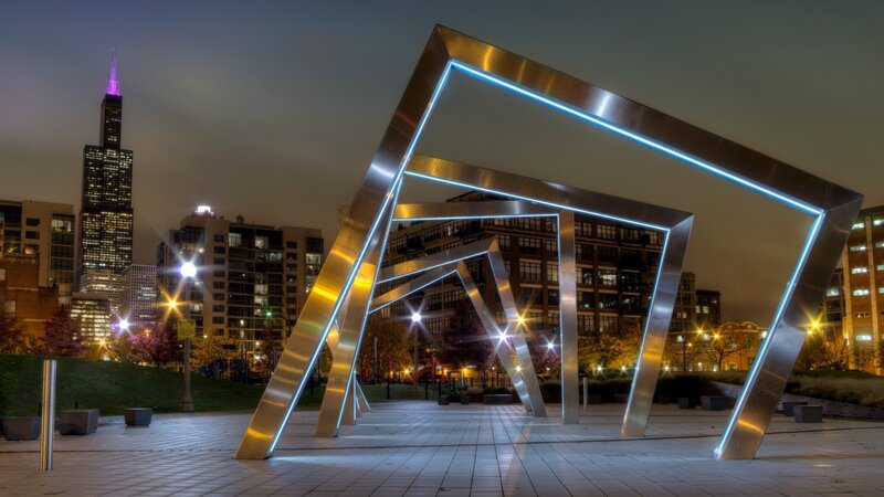 Illuminated Metal Sculpture — Silver