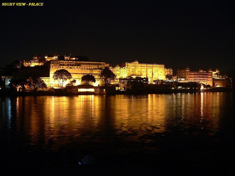 Illuminated Palace at Night — Black