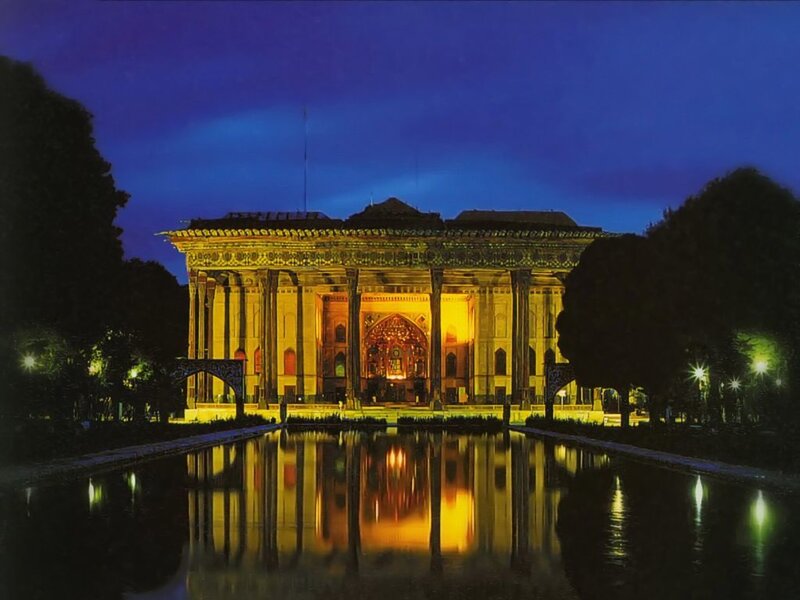 Illuminated Palace at Night — Blue