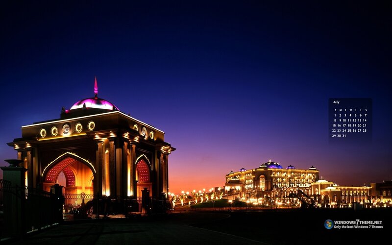 Illuminated Palace at Night — Purple, Dramatic, Photograph