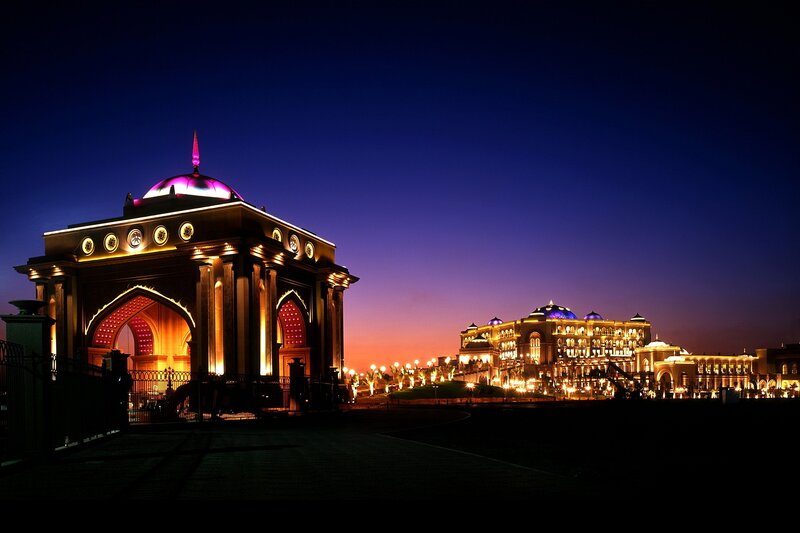 Illuminated Palace at Night — Purple, Dramatic