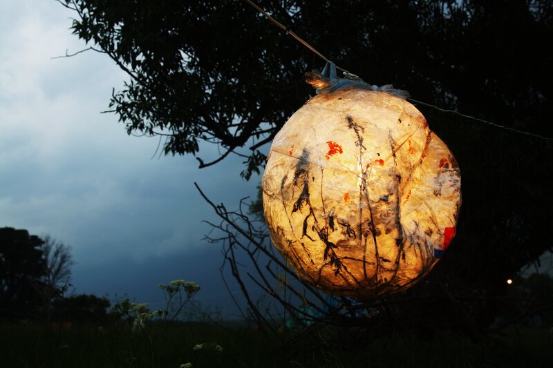 Illuminated Paper Lantern — Yellow, Dramatic
