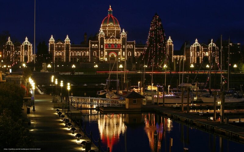 Illuminated Parliament Building — Blue, Festive