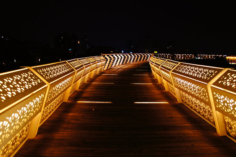 Illuminated Pedestrian Bridge — Brown